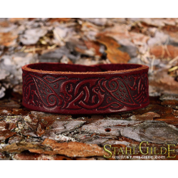  Leather Bracelet Cuff Wristband  Celtic Knotwork  Vikings Nordic Talisman Amulet  Carving Leather 